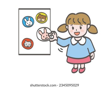 Girls playing with stickers _ kindergarten _ nursery school