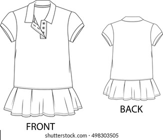 Girls Polo Dress Illustration Isolated on a White Background