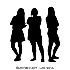 Girls posing silhouette vector illustration isolated on white background