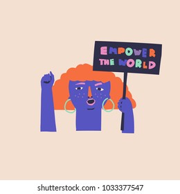 Girls power, empowered women, feminism ideas illustration. International womens day concept graphic.