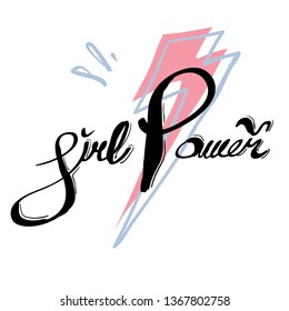 girls power inspiration handwritten quote.women right. Feminist slogan illustration