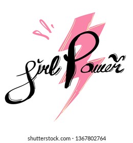 girls power inspiration handwritten quote.women right. Feminist slogan illustration