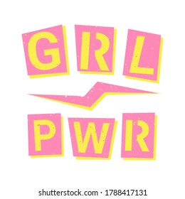 Girls Power einzeln auf weißem Hintergrund. Frauenrechte. Feministischer Slogan. Für Poster, Karten, Drucke und T-Shirt-Design. Vektorgrafik. 