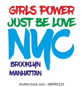 Girls Power just loves NYC graphic design vector art