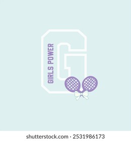 Girls Power Varsity initials with tennis inspired