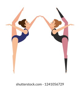 girls practicing exercice character