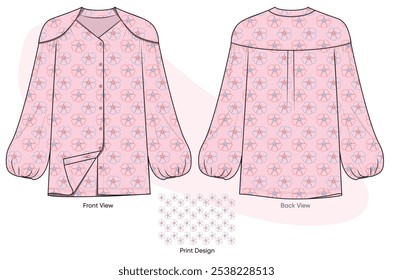 Girls Printed Shirt Design Vector Illustration