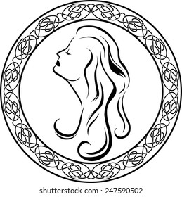 Girls profile in Celtic circle