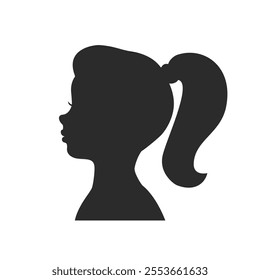 Girl's profile face icon vector illustration flat