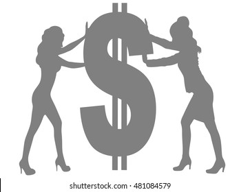 girls pushing dollar symbol