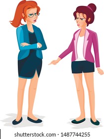 Girls quarrel. Vector graphics in cartoon styles. flat style