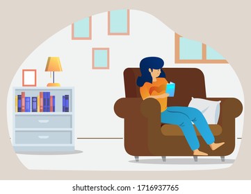 Girls read books and stay at home