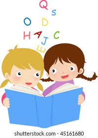 Mädchen lesen das Buch