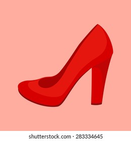 Girl's red shoe isolated. Vector illustration