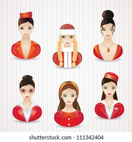 Girls in red. web vector icon set - eps 10