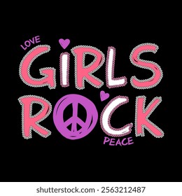 GIRLS ROCK sing peace love abstract, Graphic design print t-shirts fashion, illustration, vector, posters, cards, stickers, mug