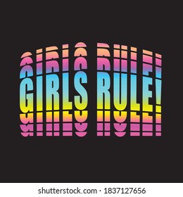 girls rule slogan hologram effect