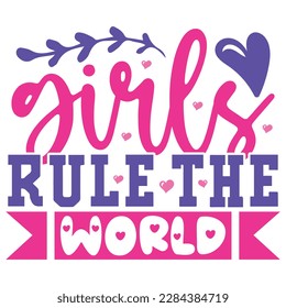 Girls Rule the World - Boho Retro Style Happy Women's Day T-shirt And SVG Design. Mom Mother SVG Quotes T-shirt And SVG Design, Vector EPS Editable File, Can You Download This File.