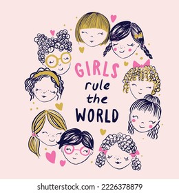 Girls rule the world graphic design. Kids tshirt graphic design, girl and more