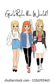 girls rule the world print slogan friend