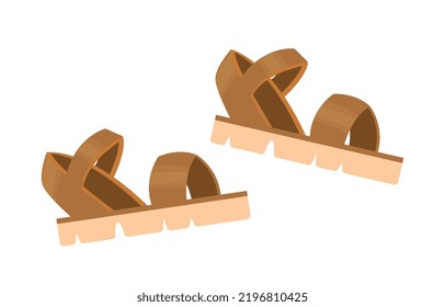 Girls sandals icon. Social media sticker, graphic element for website. Shoes for summer season. Rest in tropical and exotic countries. Tourism, beach, sea and ocean. Cartoon flat vector illustration