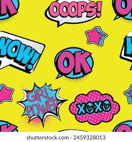 Motif harmonieux de filles avec slogan calligraphique, coeurs, mots. arrière-plan pour texylie, feuilles graphiques, vêtements pour enfants. Fond d'écran pour les adolescentes. Mode