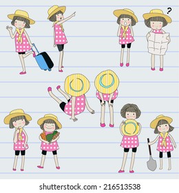 Girls set. Cartoon.