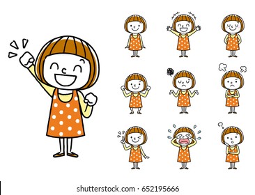 カワイイ女の子ポーズ 全身 のイラスト素材 画像 ベクター画像 Shutterstock