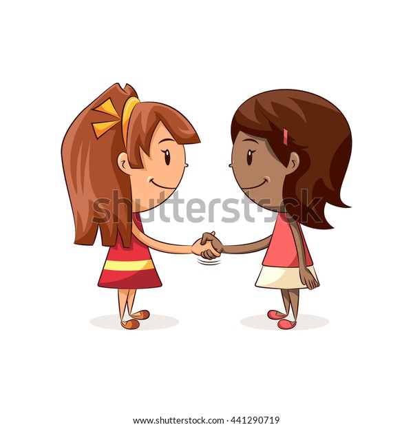 Girls Shaking Hands Vector Illustration Stock Vector (Royalty Free ...