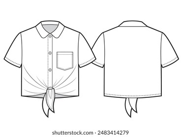 Girls shirt with front ties and short sleeves