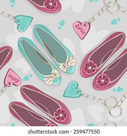 Girls shoes decorative seamless pattern