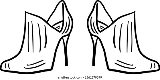 Girls shoes drawing, illustration, vector on white background.