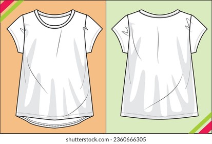 GIRLS SHORT SLEEVE TECHNICAL DRAWING ILLUSTRATION