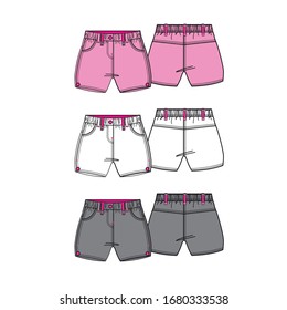 Girls shorts fashion flat templates