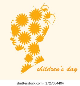 
girl's silhouette, with a floral pattern. illustration of a girl with a flat style.