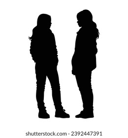 Girls Silhouette on White Background