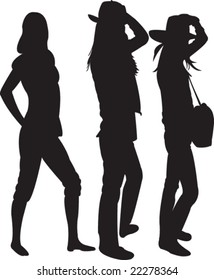 girls silhouette - vector