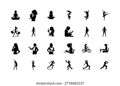 Mädchen Silhouette Vektor Paket - 24 Stücke