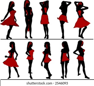 Girls Silhouettes (Vector)