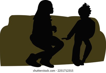 girls sitting and making chat, silhouette vector