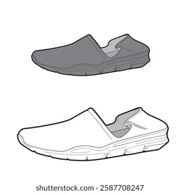 	
Girls slip on vector design mockup template technical flat drawing.