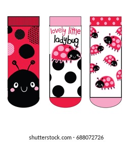 Girls socks design. Set of socks pattern. illustrations isolate Girls sock with colored pattern