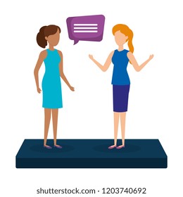 girls with speech bubbles