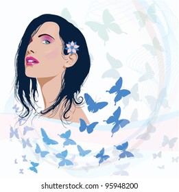 Girls spring bloom.EPS10