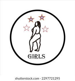 Girls star circle vector logo design arts