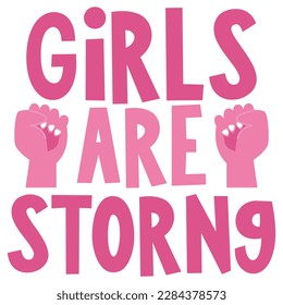 Girls Are Storng - Boho Retro Style Happy Women's Day T-shirt And SVG Design. Mom Mother SVG Quotes T-shirt And SVG Design, Vector EPS Editable File, Can You Download This File.