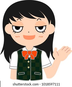 Girl's student Japanese Cat's eyes guide.
This is a vector illustration.