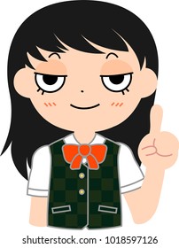 Girl's student Japanese Cat's eyes advice.
This is a vector illustration.
