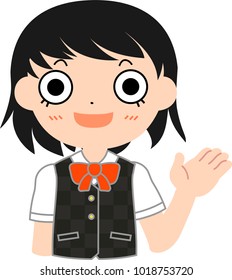 Girl's student Japanese Short hair guide.
This is a vector illustration.