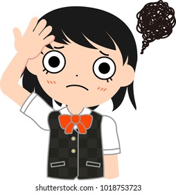 Girl's student Japanese Short hair troubled.
This is a vector illustration.